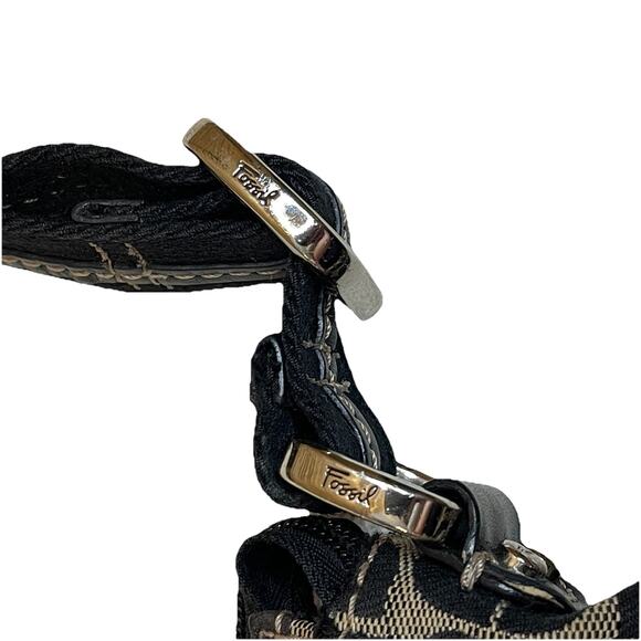 Fossil Black Gray Canvas Crossbody Marlow Pattern Shoulder Bag Classic Design - Picture 11 of 11